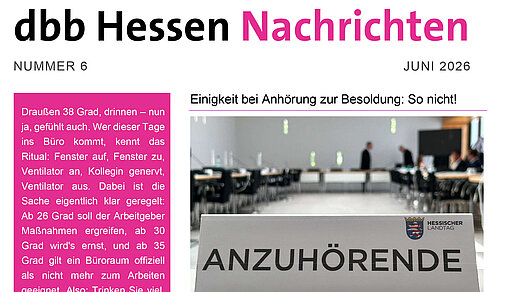 dbb Hessen Nachrichten im Juni 2026 Titelbild: dbb Hessen Nachrichten im Juni 2026